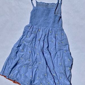 Boden Light Blue Smocked Dress with Floral Detail